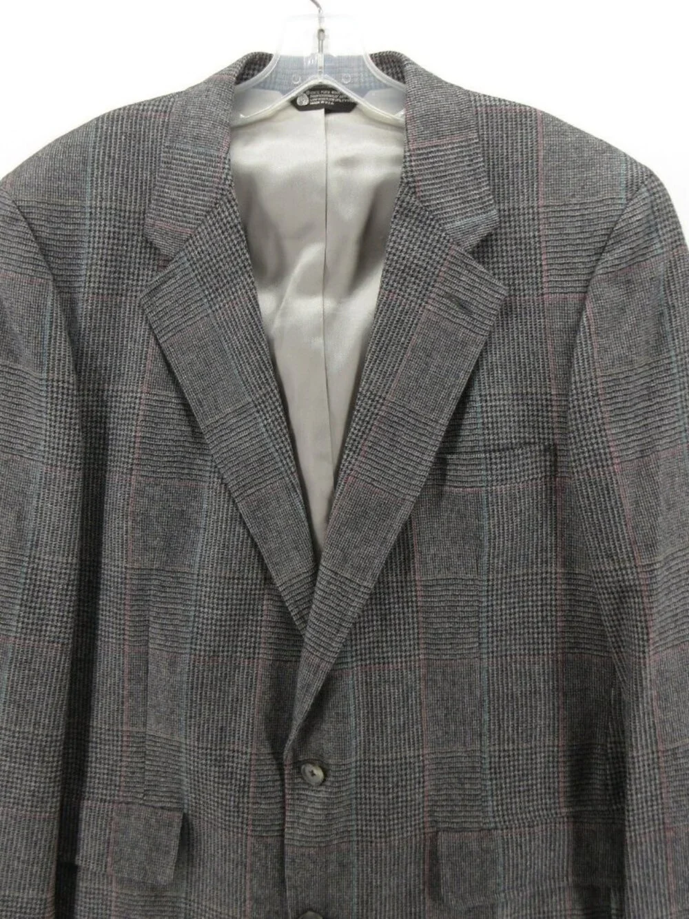 VINTAGE Majer Sport Coat 44 Blazer Pure Wool Glen Plaid Jacket USA *